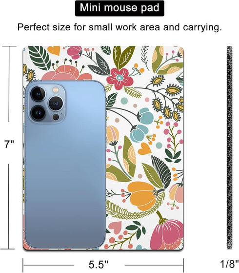Small Mouse Pad Cute, Mini Mouse Pads for Wireless Mouse and Laptop, Travel Mousepads with Designs - Abstract Floral, Portable Mousepad with Non-slip Rubber Base - 5.5 x 7 Inch by Cyanbone