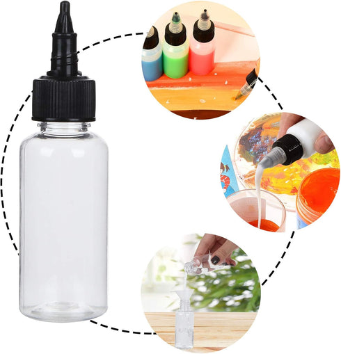 50 Pack 1oz Plastic Squeeze Bottles with Twist Top Cap, Boston Dispensing Bottles Small Sauce Bottle with Squeeze Top,