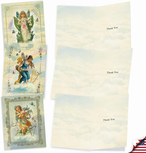The Best Card Company 10 Boxed Thank You Notes - Assorted Stationery with Envelopes for Men and Women, Angelic Notes