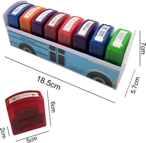 Best Teacher Kit Elementary School Supplies Teacher Stamps Self-Inking Stamps for Classroom Stamp with Stamp Tray