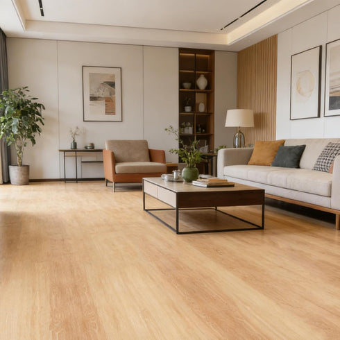 15.7 32.8 1.6 mm Peel and Stick Flooring Roll, Light Oak Wood Look Vinyl Floor Covering, in x ft, Thick Self Adhesive