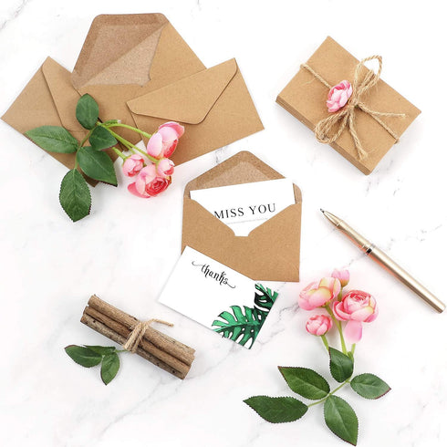 Gift Cards Envelopes, Mini Brown Kraft Envelopes for Small Gift Cards, 4 x 2.76 inches, 400 Pieces