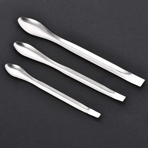 uxcell 9Pcs Micro Scoop Stainless Steel Reagent Sampling Lab Spoon Spatulas 3in1