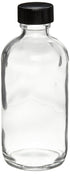 Wheaton W216813 Boston Round Bottle, Clear Glass, 2oz Capacity with 20-400 Black Phenolic Poly-Seal Cap, 39mm x 94mm