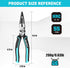 DURATECH 6-in-1 Needle Nose Pliers, 8.5" Multipurpose Long Nose Pliers with Wire Stripper and Cutter Function