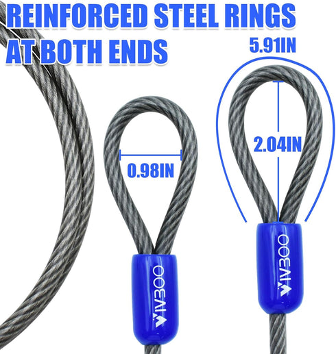 1/4in 4FT/6FT/8FT/10FT Security Cable with Loops Cut-Resistant and Waterproof Security Cable Suitable for Travel,Home