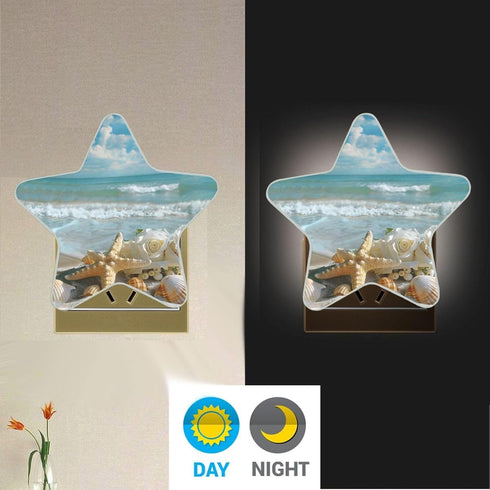 ALAZA Starfish Seashell Rose Flower Star Shaped LED Night Light Dusk to Dawn Sensor Plug in Night Home Decor Desk Lamp
