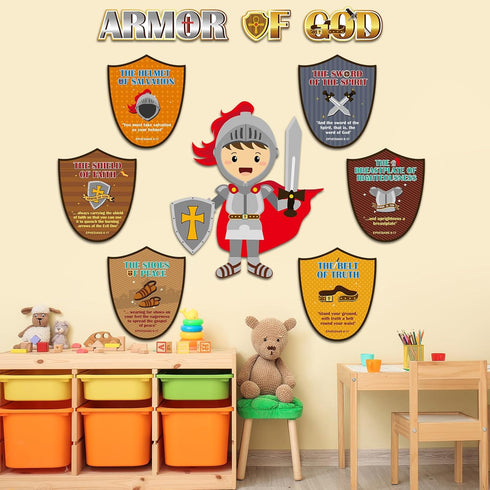 gisgfim Armor of God Bulletin Board Decorations, Christian Bible Verse Cutouts for Classroom Decor