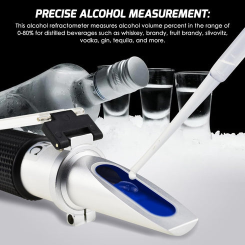 0-80% Alcohol Refractometer, Alcohol Volume Meter of Volume Percent Scale Range, Accurate Alcohol Measurement Tool