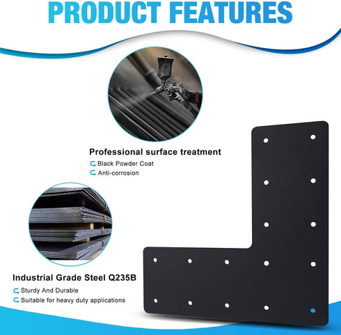L Post Bracket, 13.2"x 13.2" Heavy Duty Mending Plate with Powder Coated for Wood 6x6 Lumber