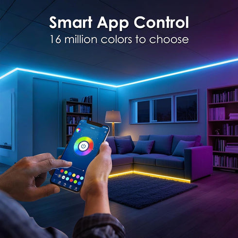 50ft Setup, hyrion USB-Powered RGB LED Strip Lights, Music Sync & Sound-Reactive Color Changing Lights for Bedroom, TV