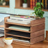 Yeaqee 4 Pcs Stackable Paper Tray, Desktop Letter Size Wood Desk Organizer for Office
