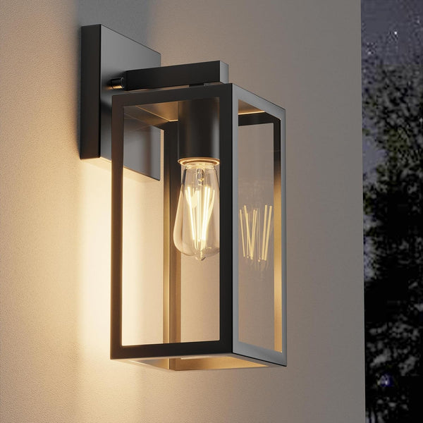 Kalium Porch Wall Lights Outdoor, Waterproof Lanterns with Frame and Clear Glass