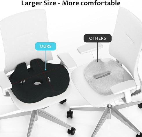 Tailbone Ryoko Seat Cushion, X Large Memory Seat Cushion for Office Chairs, Car Seat, Airplane, Wheelchair, Pressure