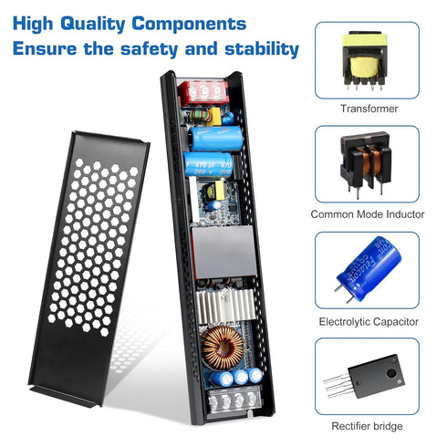 PZETCEIR 12V 300W 25A 110V 12V Bulbs, LED Driver Slim LED Power Supply, AC to DC Adapter, Constant Voltage LED