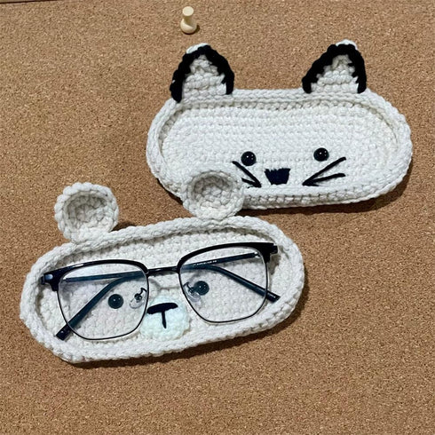 Chic Handmade Crochet Eyeglasses Holder for Desk and Nightstand Organization
