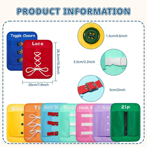 Lerdots Learning to Dress Busy Boards, Shoe Tying Practice for Kids, Basic Life Skills Toys Learn to Button, Buckle