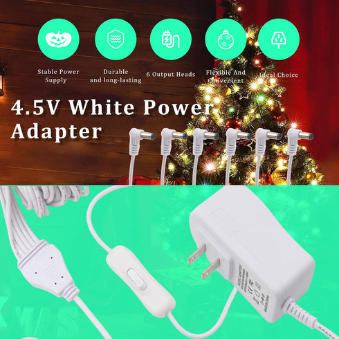 AIZYSY 4.5V 94566 44241 74295 84428 Cord(6 DC Power Adapter Charger for Lemax Lighting Accessories Christmas Micro