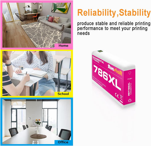 Run Star 1 Pack 786XL T786XL Magenta Remanufactured Ink Cartridge Replacement for Epson Workforce Pro WF-4630 WF-5620