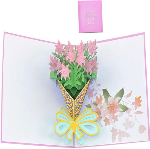 Flower Pop Up Cards 3D, Assorted 4 Flower Greeting Cards with Envelopes for All Occasions