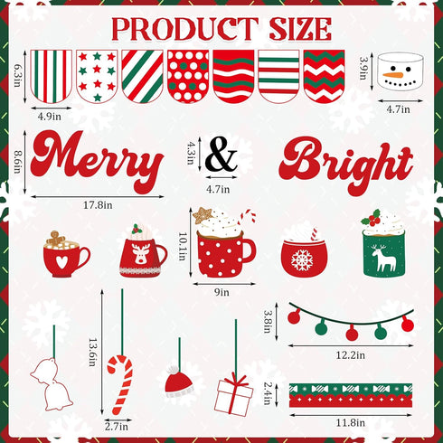 Winter Bulletin Board Decorations Merry Christmas Cutouts, Hot Cocoa Set for Holiday Classroom Decor