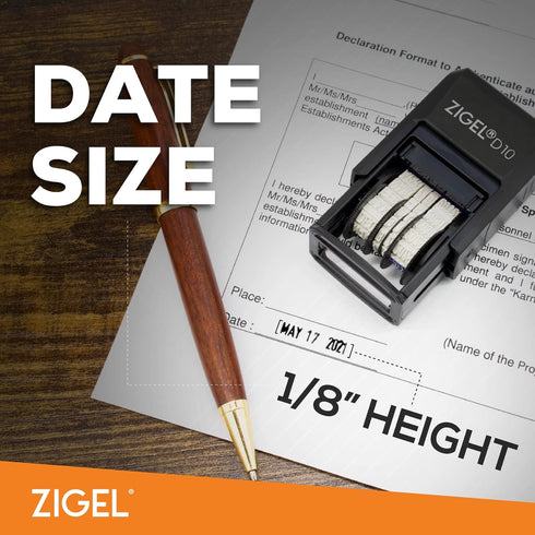 ZIGEL D10 Office Date Stamp - Self Inking Black Date Stamp