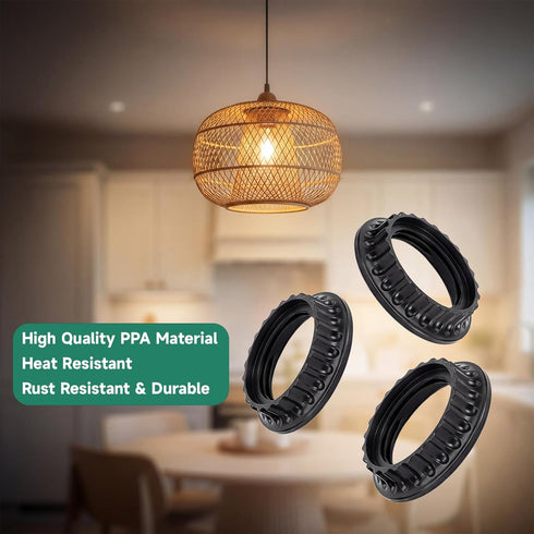 Josojoou 10PCS E26/E27 34/40/40.5mm, Lamp Shade Ring, Three Sizes Lamp Parts, Black Lamp Shade Adapter Ring, Inner