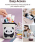 Sooez Cute Panda Standing Pencil Case, Durable Pop Up Telescopic Holder, Spacious Portable Pouch for School Office