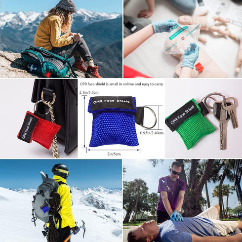 Set 50 (Colorful-50PCS) of CPR Mask, Disposable CPR Shield Mask Emergency Mask Key Chain Ring ,with One-Way Valve