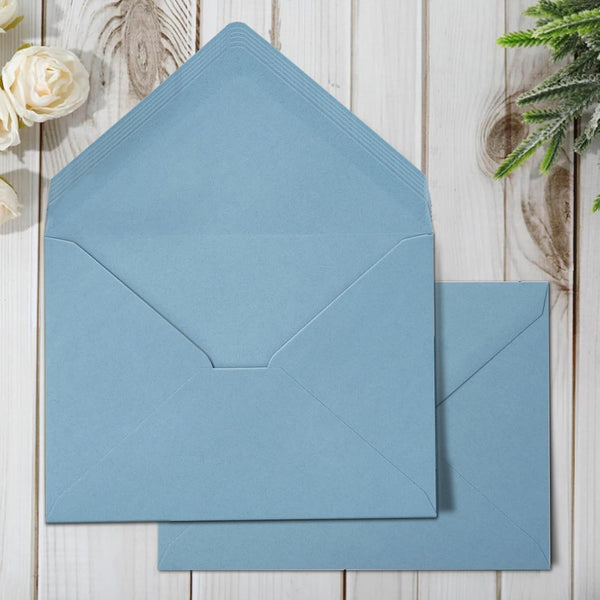 Whaline 50Pcs Dusty Blue A7 Invitation Envelopes Set, V-Flap Gift Card Sleeves for Mailing, 7.3x5.3 Inch
