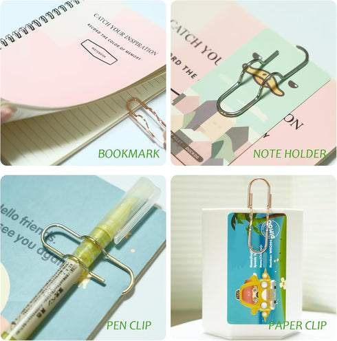 Multifunctional Pen Clips,20pcs Portable Metal Paper Clips Large Size Office School Supplies,Pen Holder for Notebook,Books,Journals,Clipboard and Paper(Rose gold) by Qomamount
