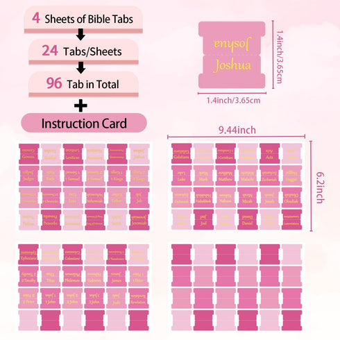 WANGHENG Bible Tabs,Bible Chapter tab,Laminated Bible Tab for Women and Men,for Easy Navigation,Bible Book Index Tabs