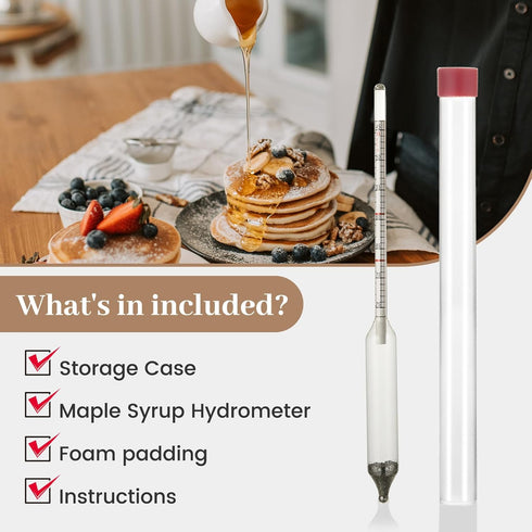 Maple Syrup Hydrometer, Baume and Brix Scale Density Kit for Measuring Sugar and Moisture Content of Boiled Sap