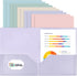 GNL Heavy Duty Plastic Folders with Pockets, 10 Pack, Muted Pastel Colors, Letter Size for School and Office