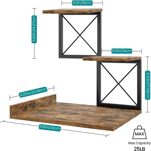 ELITEROO Desk Shelf Organizer, Wood Desktop Small Bookshelf, 3 Tier Storage Shelf Riser for Office Decor