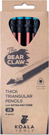 KOALA TOOLS Bear Claw Pencils 1-Pack (6 Pencils) - Thick, Triangular Grip, Graphite, 2B Lead with Eraser