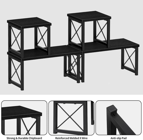 Honiter 2 Sets Desk Shelf, Desktop Organizer Shelf, Freestanding Small Bookshelf, 2 Tier Stackable Desktop Storage