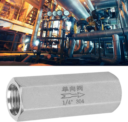 Air Check Valve Stainless Steel Hex BSPP Female Thread One Way Valve for Gas, Oil, Water Pipe Connection