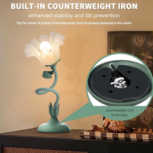 3 E26 Bulbs, Women Bedside Table Lamps for Bedroom, Cute Flower Desk Lamp With Adjustable Flexible Gooseneck, Color