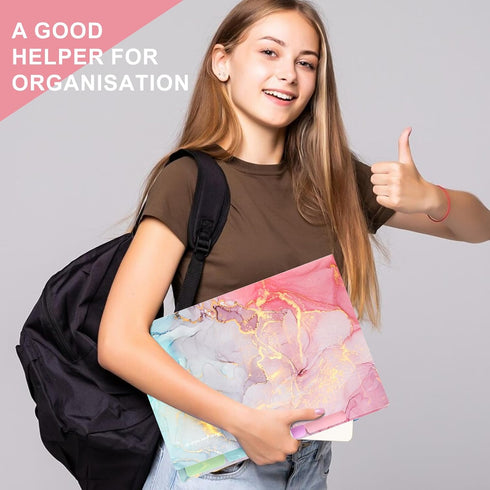 Ddaowanx Expanding File Folder, A4 Size Accordion Plastic Organizer, 5 Pocket Folders for School Office, Purple Marble