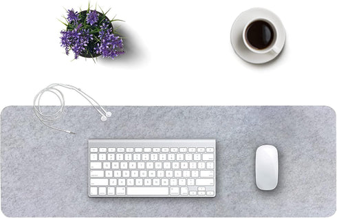 DawnTrees Felt Desk Pad, Keyboard Mat (35.5x12 Inches), Large Mouse Pad, Computer Desk Mat XL, Light Gray