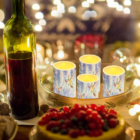 Cozeyat Hummingbird Set 4 Vine LED Candles of Battery Powered Flameless with Remote Control Timer Color Changing