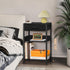 Lerliuo Pure Black Printer Table - 3 Tier Industrial Wood Stand with Fabric Drawer, Modern Tall End Table