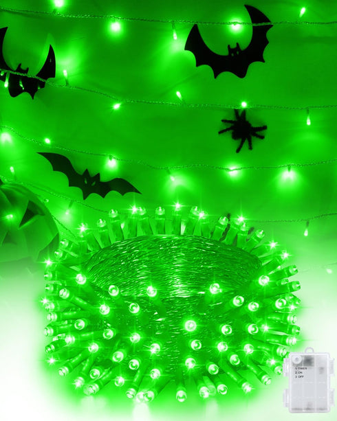 Kelumi Halloween Lights Battery Operated, Green Fairy Lights with Timer Waterproof 16.4ft 50