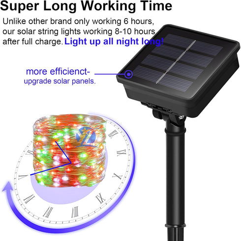 Solar Christmas String Lights Outdoor,Red White Green Fairy Lights, IP67 Waterproof 2PACK Total 200LED 66FT with 8Modes, Outside Christmas Decorations Lights for Tree, Garden, Patio, Fence, Balcony by YAOZHOU