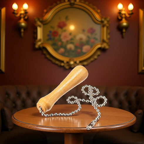 BWESOO 12 Inch Beaded Pull Chain Extension with Connector Wooden Pillars Walnut Pendant Antique Brass Pull Chain
