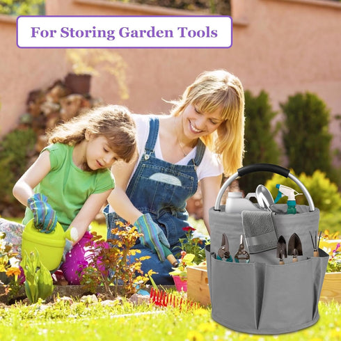 2Pack 17L 600D Foldable Cleaning Supply Caddy with Handle, Portable Bucket Tool Organizer, Garden Tool Bag in Oxford