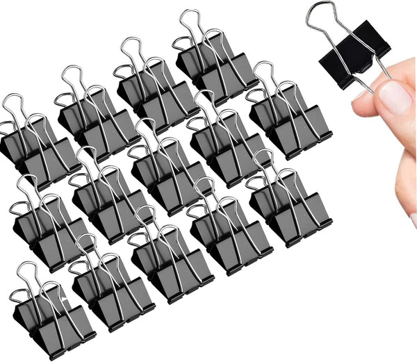 Binder Clips, 144 Pack, Black, 1 Inch Standard 25mm Clamps, Medium Size, Capacity 0.47 Inch, Office Clips