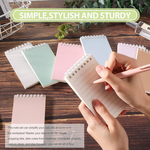 Ddaowanx Small Notebooks, 3x5 Pocket Spiral Notepads with Lined Pages, 8 Cute Colors for Work or School