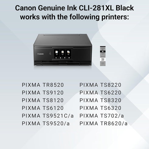 Canon CLI-281 XL Genuine Black Ink Tank, Compatible with TR8520, TS9120, TS8120, TS6120, TS9521C/a Series